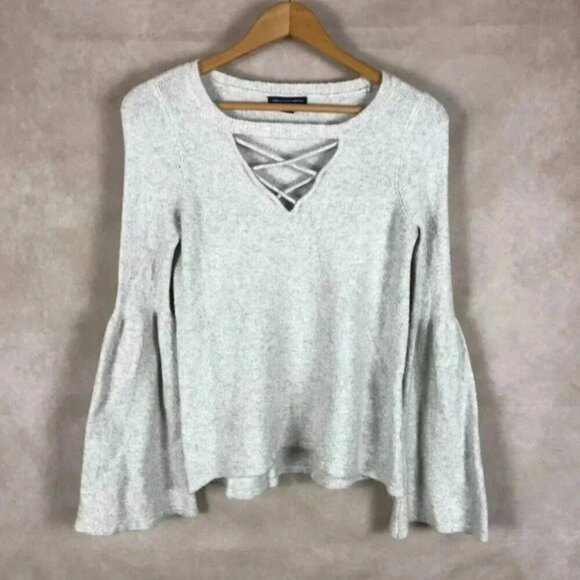 AMERICAN EAGLE Beige Softest Boho Bell Sleeve Sweater SMALL - Picture 2 of 7